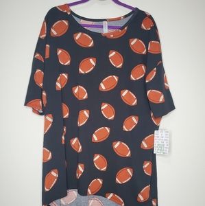 LuLaRoe Irma 2x Black with Footballs New w/ Tags